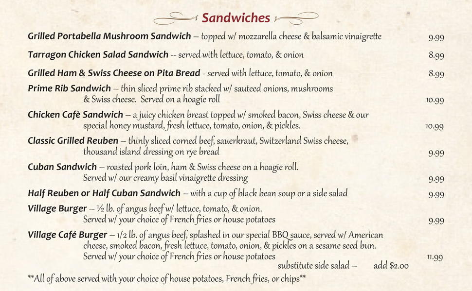 The Village Cafe Fayetteville GA Creative American Cuisine